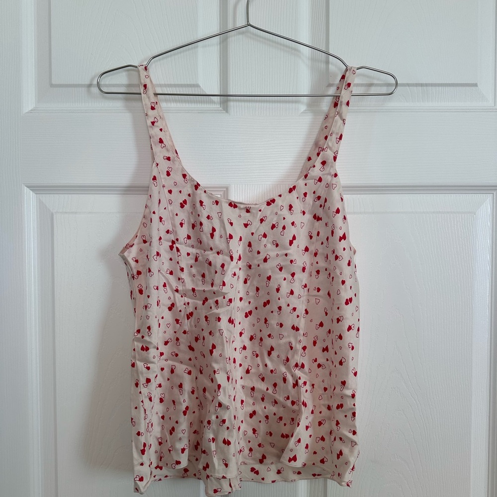 100% Silk Heart-Print PJ Women's Tank